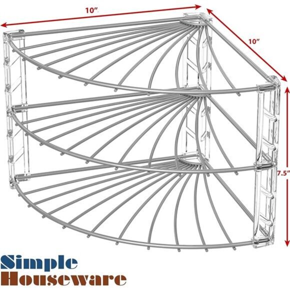 Simple Houseware 3-Tier Counter Corner Shelf Organizer, Silver - Picture 3 of 12